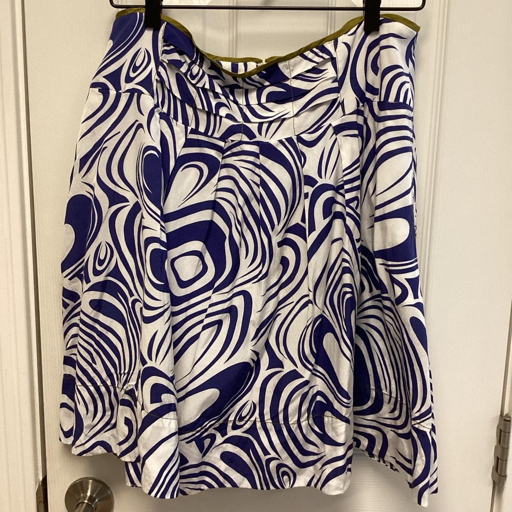 CAbi SZ 12 pleated lined swing style skirt pockets cotton blend drop waistband - Picture 2 of 11